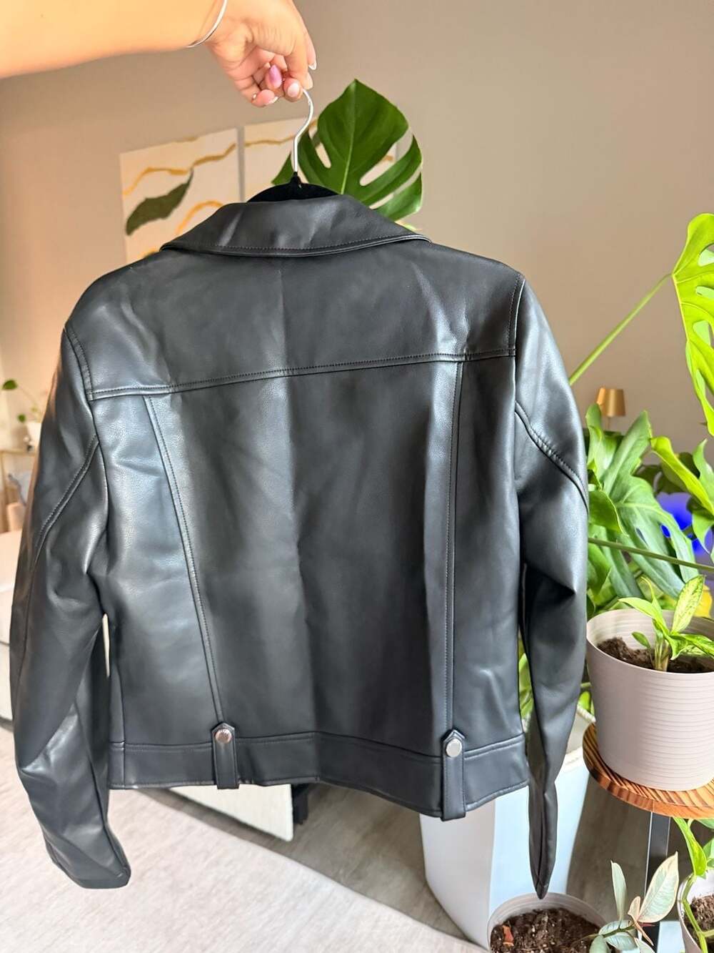 Guess Faux Leather Moto Jacket Size L Black - Picture 2 of 5